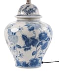 Miniatyrbilde 7 av 10: Bordlampe Hvit og Blå Porselensfot Linklokke med Blomstret Patten Belysning Stilfull