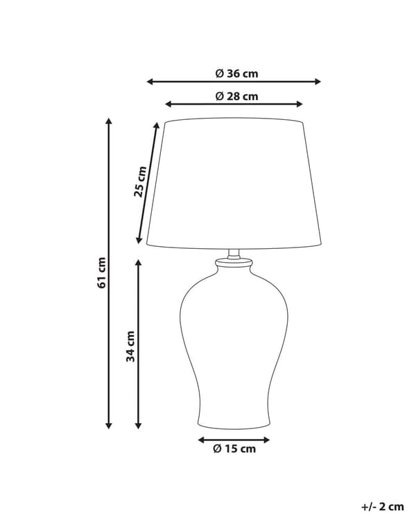 Bordlampe Hvit Porselensfot Lin Trommeskjerm med Blomstret Patten Belysning Stilfull