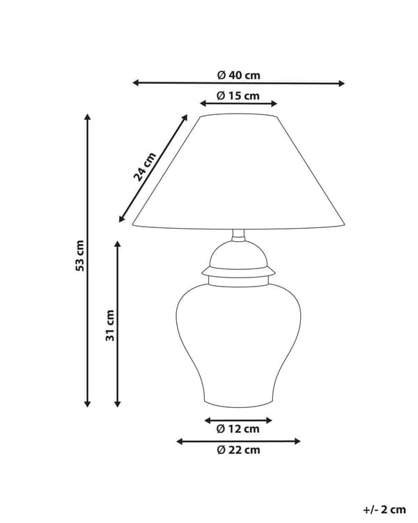 Bordlampe hvid med blå porcelænsfod hørstofskærm med blomstermønster belysning stilfuld