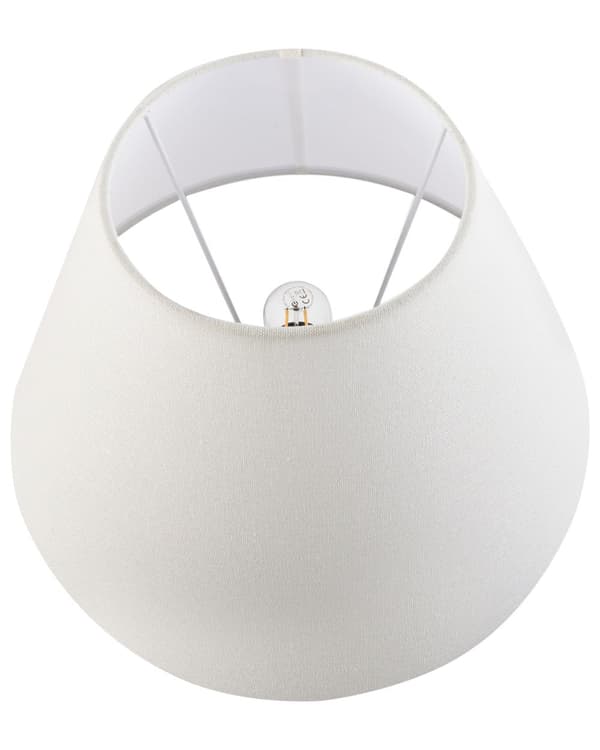 Bordlampe hvid med blå porcelænsfod hørstofskærm med blomstermønster belysning stilfuld