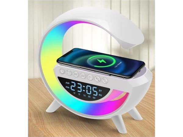 Wolulu AS-50195 Night Light with Wireless Charger / Bluetooth Speaker / Alarm Clock / LED / RGB