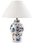 Miniatyrbillede 1 af 10: Bordlampe Hvid porcelænsfod Link Bell med blomstret patte Belysning Stilfuld
