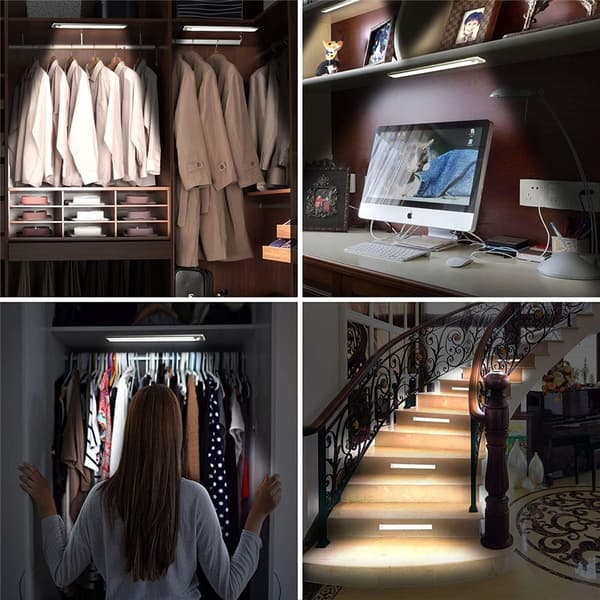 Selvklæbende LED-bevægelsessensorlampe 30 cm nat USB til garderobe under møbler