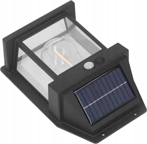 SOLSERAD TRÄDGÅRDSLAMPA MED SENSOR, VÄGGLAMPA, VARM LED-FÄRG