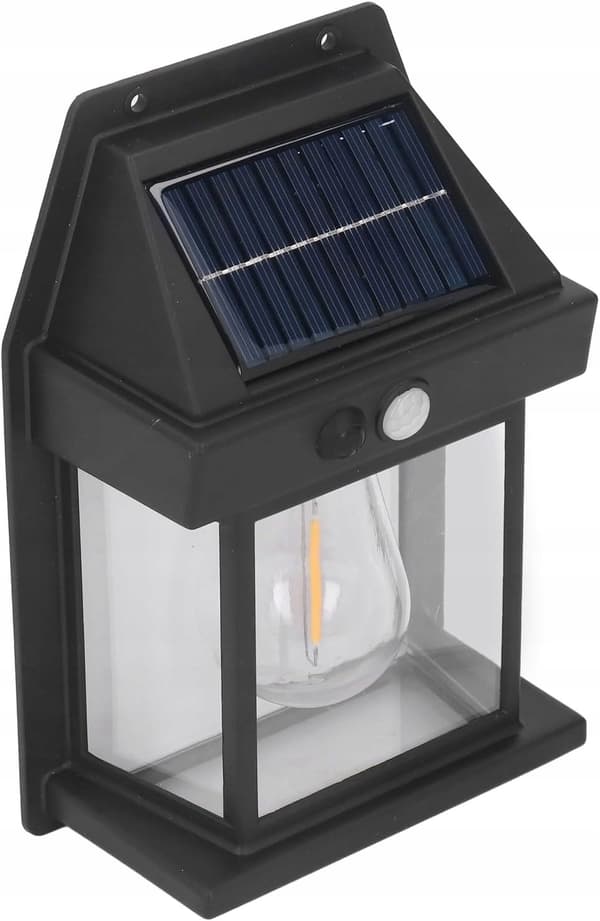 SOLSERAD TRÄDGÅRDSLAMPA MED SENSOR, VÄGGLAMPA, VARM LED-FÄRG