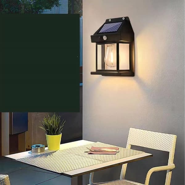 SOLSERAD TRÄDGÅRDSLAMPA MED SENSOR, VÄGGLAMPA, VARM LED-FÄRG