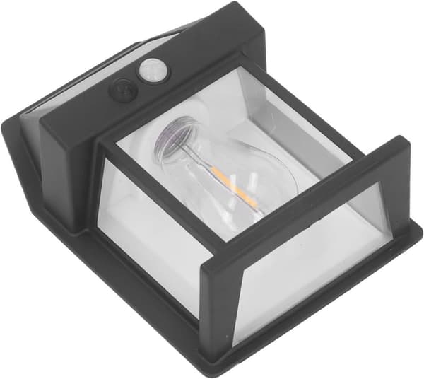 SOLSERAD TRÄDGÅRDSLAMPA MED SENSOR, VÄGGLAMPA, VARM LED-FÄRG