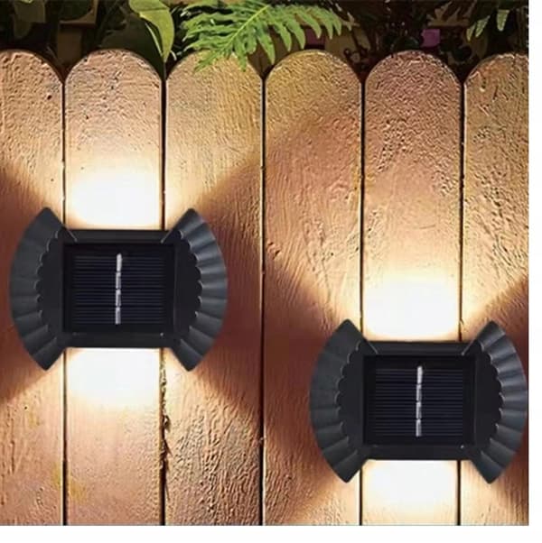 SOLAR LAMPE VÆGLAMPE UDENDØRS VÆGLAMPE HAVE TOP BUND 4 STK