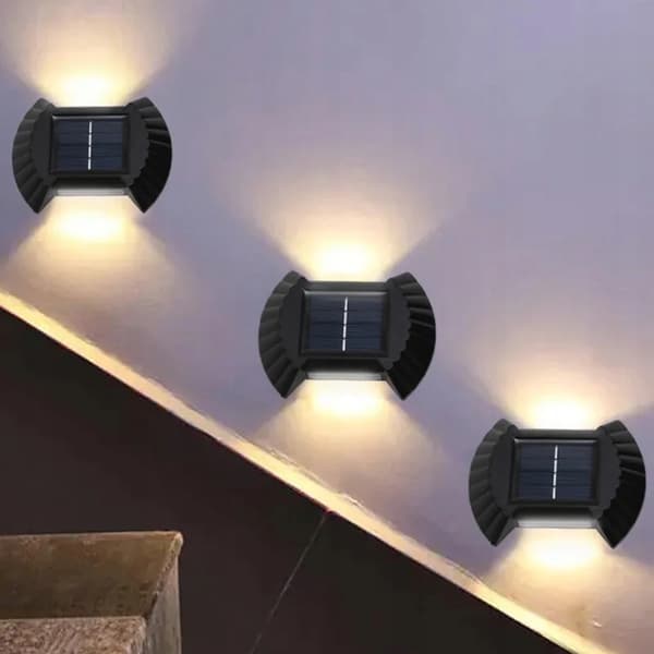 SOLAR LAMPE VÆGLAMPE UDENDØRS VÆGLAMPE HAVE TOP BUND 4 STK