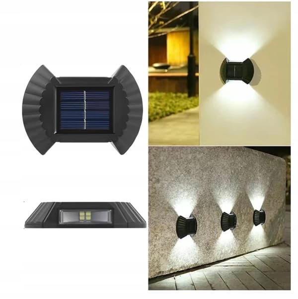SOLAR LAMPE VÆGLAMPE UDENDØRS VÆGLAMPE HAVE TOP BUND 4 STK