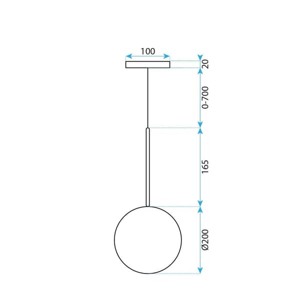 HÄNGANDE GLASKULA TAKLAMPA TOOLIGHT SVART KROM 20CM APP1685-1CP
