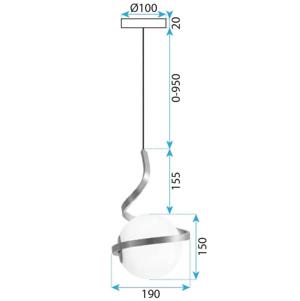 SPIRAL GLAS HÆNGELAMPE TOOLIGHT TOOLIGHT APP1732-1CP SORT