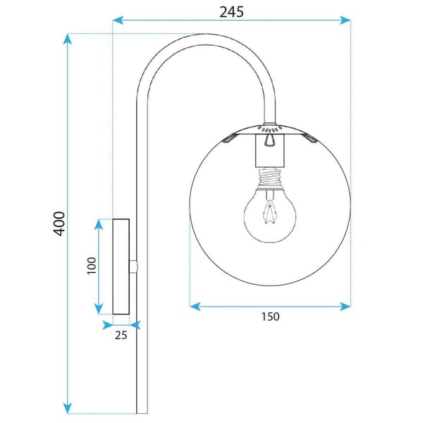 VÄGGLAMPA TOOLIGHT G090-1W BLACK WHITE
