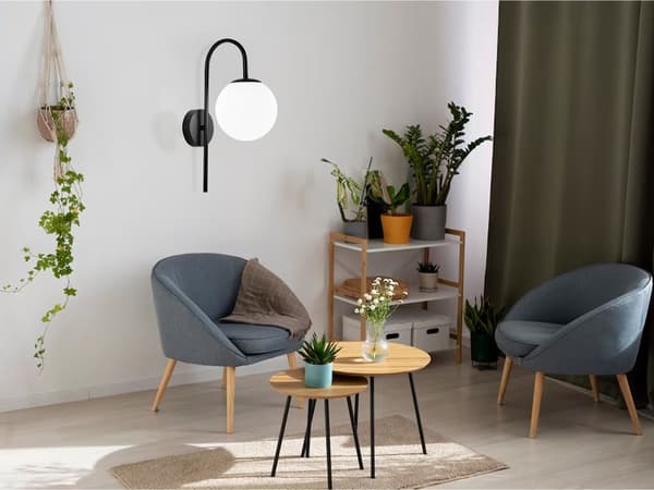VÄGGLAMPA TOOLIGHT G090-1W BLACK WHITE