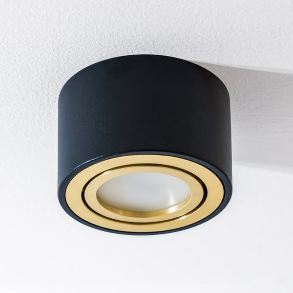 Flytbar HALOGEN Spotlampe AMAT-S INDSATS Rund SORT-GULD