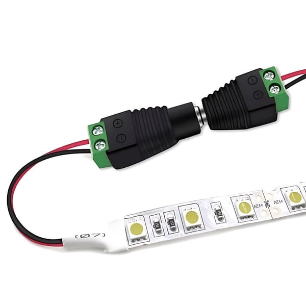 DC 5.5/2.1-fatning med hurtigstik til mono LED-strimler Hun