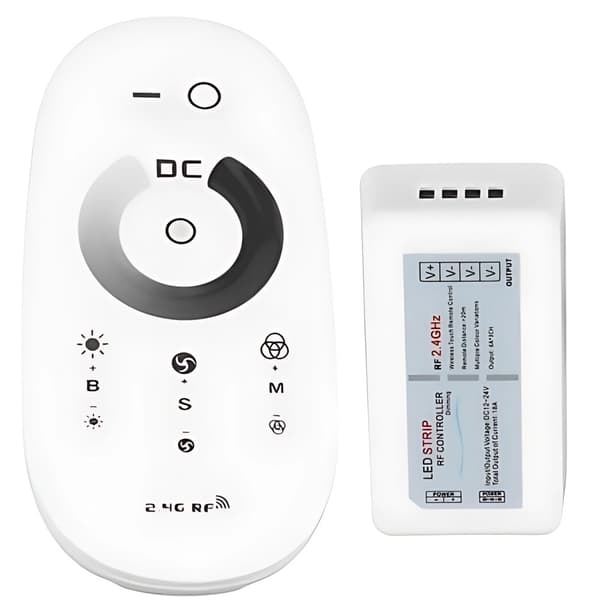 LED-stribecontroller med lysdæmper og touch-fjernbetjening RF 12V 24V 3x4A