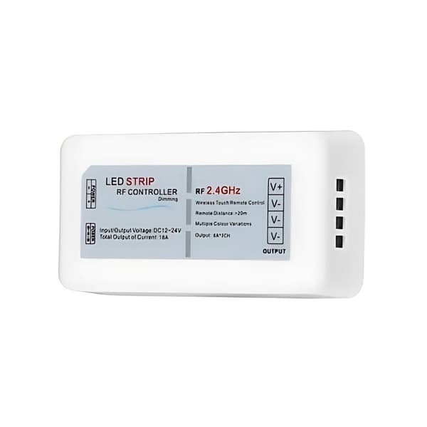 LED-stribecontroller med lysdæmper og touch-fjernbetjening RF 12V 24V 3x4A