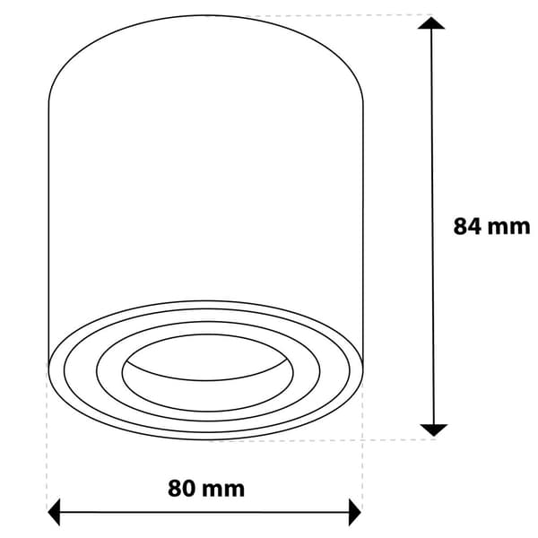 Påbygningsmonteret HALOGEN Spot Bevægeligt Rør AMAT-M GU10 Rund Sort 84mm