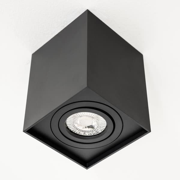 Flytbar HALOGEN Spot Tube-armatur til påbygning AMAT-L GU10, firkantet, sort