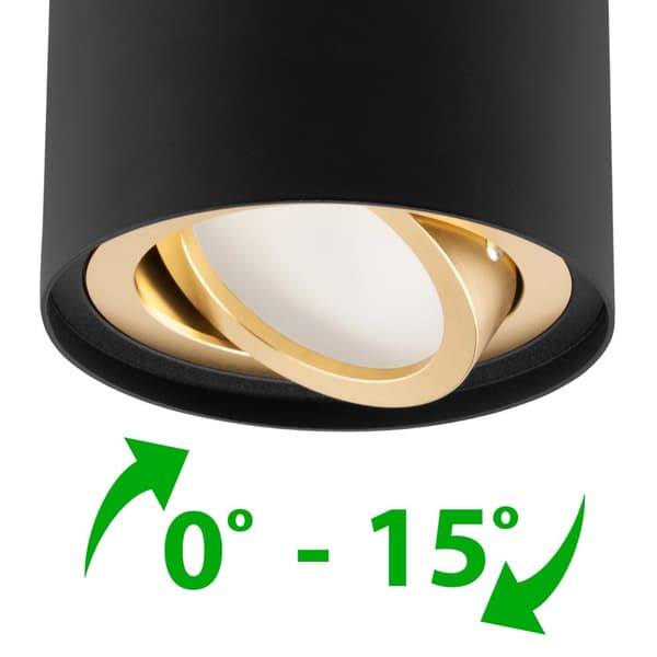 Utanpåliggande HALOGEN Spot Flyttbart Rör GU10 Rund SVART-GULD 115mm