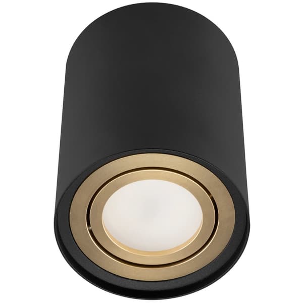 Utanpåliggande HALOGEN Spot Flyttbart Rör GU10 Rund SVART-GULD 115mm