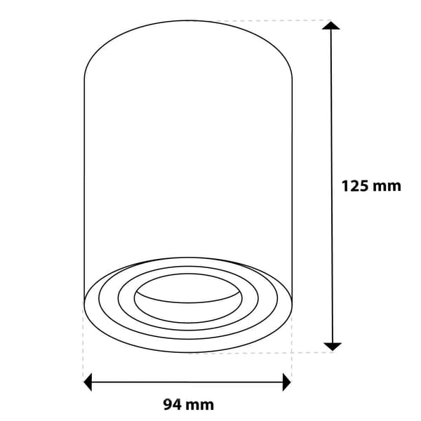 Flytbar HALOGEN Spot Tube Armatur AMAT-XL GU10 Rund Sort til påbygning