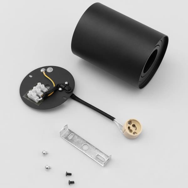 Flytbar HALOGEN Spot Tube Armatur AMAT-XL GU10 Rund Sort til påbygning