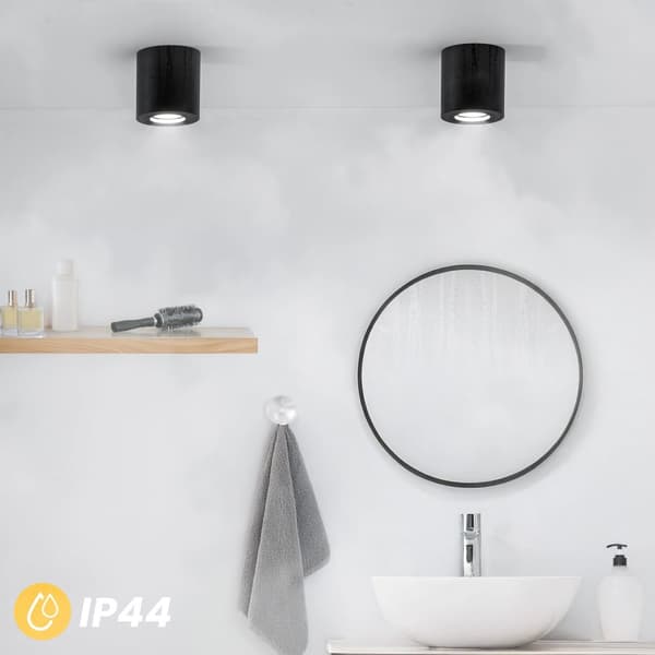 Pinta-asennettava halogeenivalaisin Hermetic IP44 EGIO GU10 Pyöreä musta 83mm
