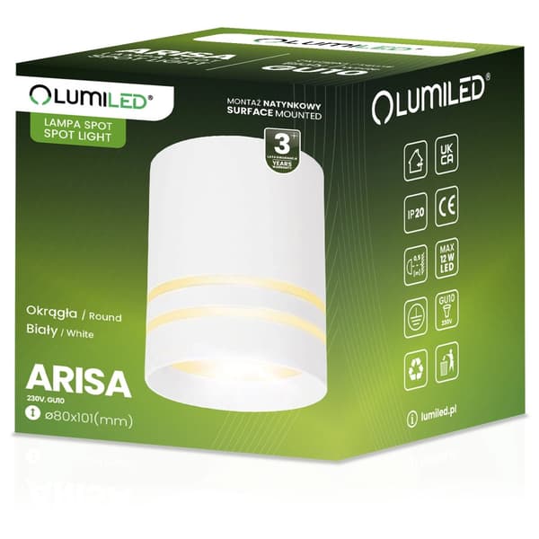 Påbygningsmonteret HALOGEN Spot Tube ARISA GU10 Rund Hvid 80mm
