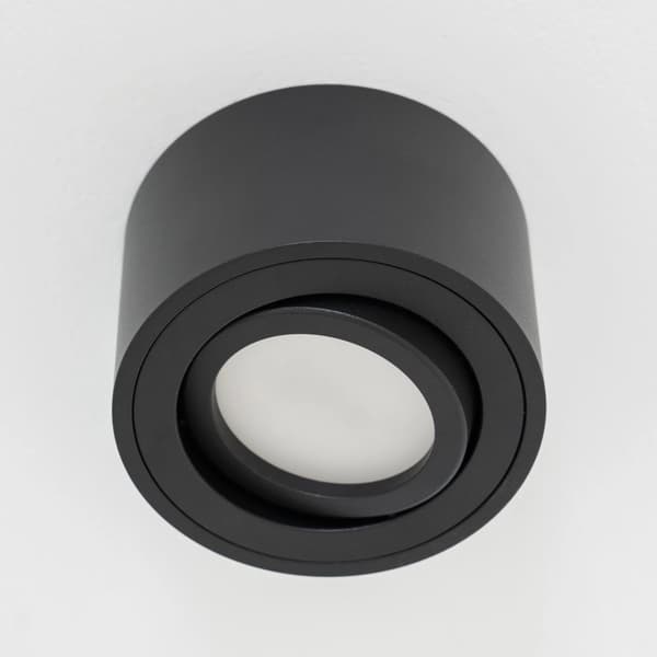 Utanpåliggande HALOGEN-armatur, Flyttbar, Rund, Svart, 50 mm INSATs
