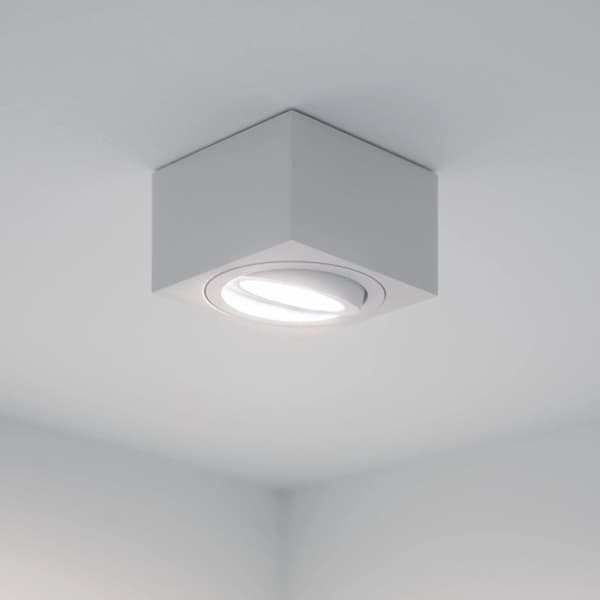 Utanpåliggande HALOGEN Spot Tube Flyttbar Fyrkantig Vit 50mm