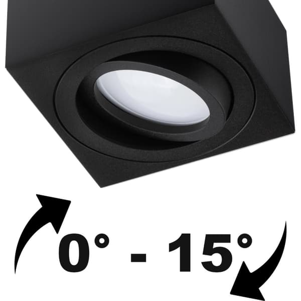 Utanpåliggande HALOGEN Spot Tube Flyttbar Fyrkantig Svart 50mm
