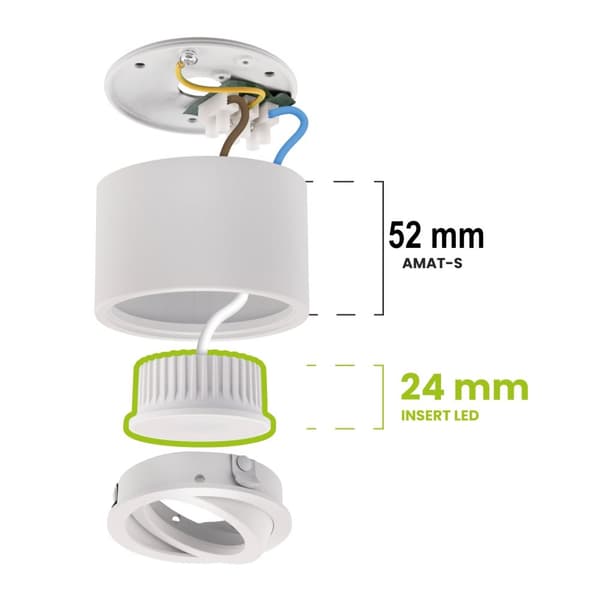 Utanpåliggande HALOGEN Spot Tube Flyttbar Fyrkantig Svart 50mm