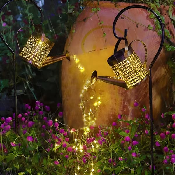 Trädgårdslampa med LED-solcell, vattenkanna, ROSA, koppar, IP44, 3000K