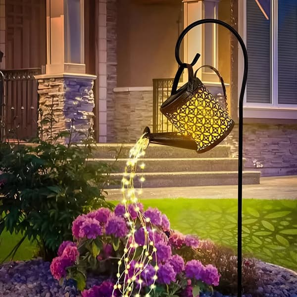 Trädgårdslampa med LED-solcell, vattenkanna, ROSA, koppar, IP44, 3000K