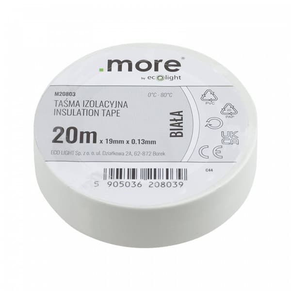 Isoleringstape 19mm x 0,13mm HVID 20m