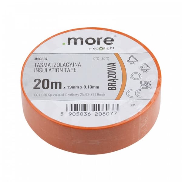 Isoleringstape 19mm x 0,13mm BRUN 20m