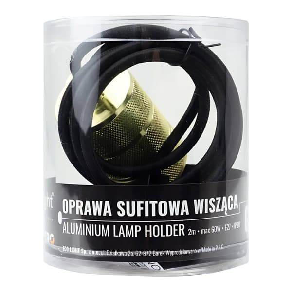 Pendellampe Dekorativ lampe E27 Guld sort ledning Loft