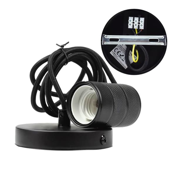 Pendellampe Dekorativ lampe E27 Mat sort kabel sort Loft