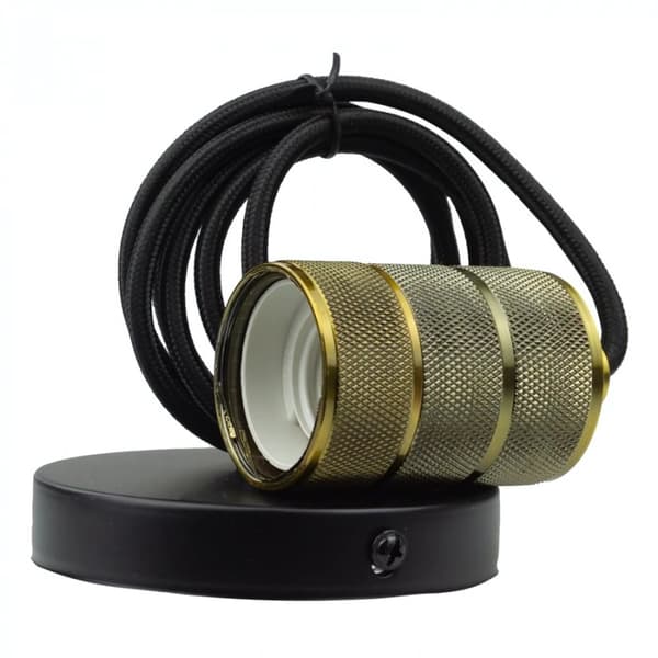 Pendellampe Dekorativ lampe E27 Gammel guld sort tråd Loft