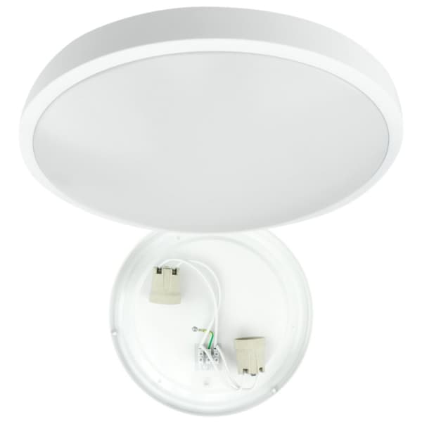 Loftlampe, rund, 2xE27, til to pærer, 2x E27, hvid, påbygningsmonteret