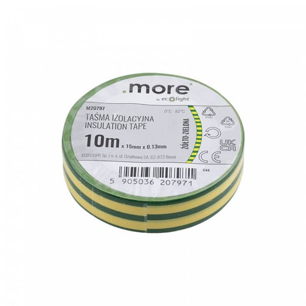 Isoleringstape 15mm x 0,13mm GULGRØN 10m