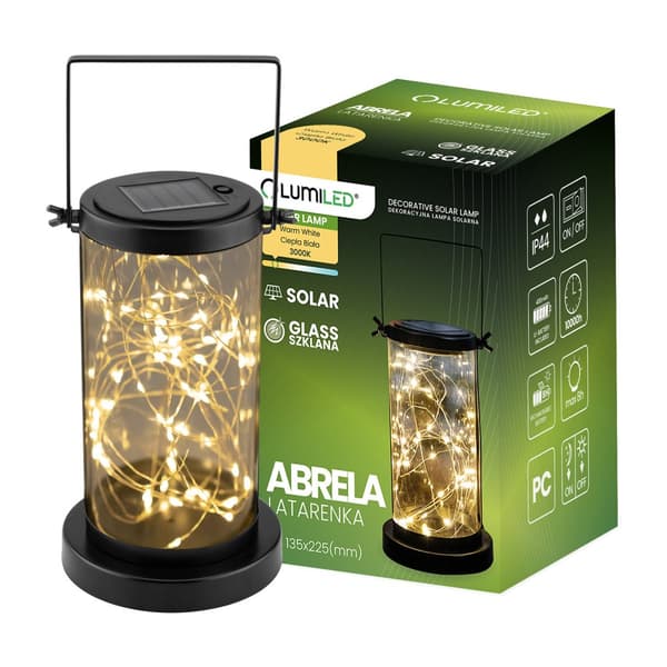 Aurinkokäyttöinen LED-lamppu ulkopuutarhaan, riippuva lyhty 3000K IP44