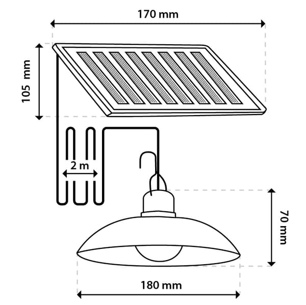 Solcelle LED-lampe til udendørs have 4000K IP44 + fjernbetjening til pavillon/terrasse