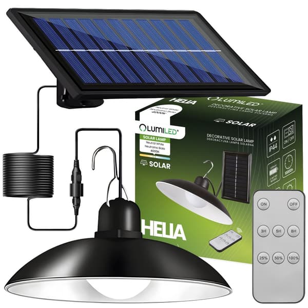 Solcelle LED-lampe til udendørs have 4000K IP44 + fjernbetjening til pavillon/terrasse