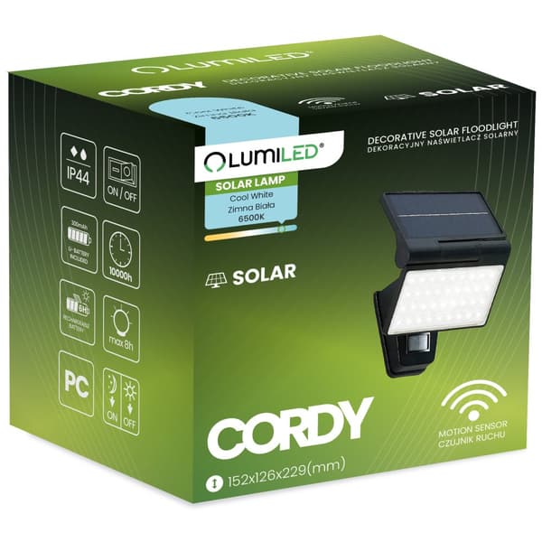 Solcellsstrålkastare LED-fasadlampa 6500K IP44 Skymningssensor