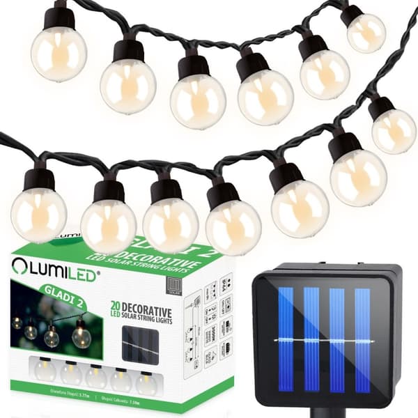 Solcellsdriven trädgårdsgirlang 20x LED-dekorationsbollar 7,5m varm 3000K GLADI2