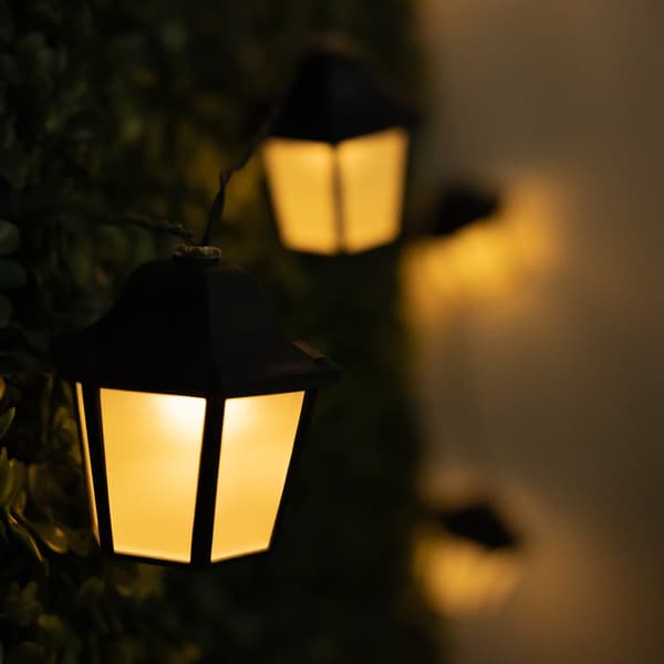 Solcellsdriven trädgårdsgirlang 10 LED-lyktor 3,8 m 3000K varm