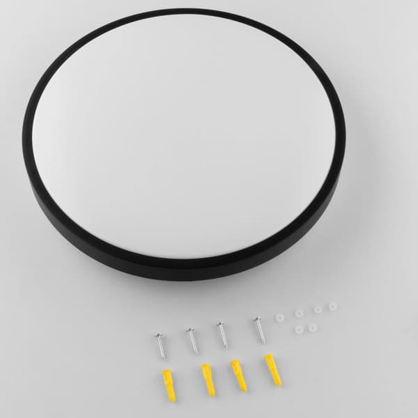 LED loftlampe 24W 4000K 2500lm Rund IP44 Sort Ring